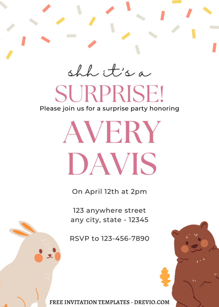8+ Fun Animal Themed Canva Birthday Invitation Templates with cute little bunny