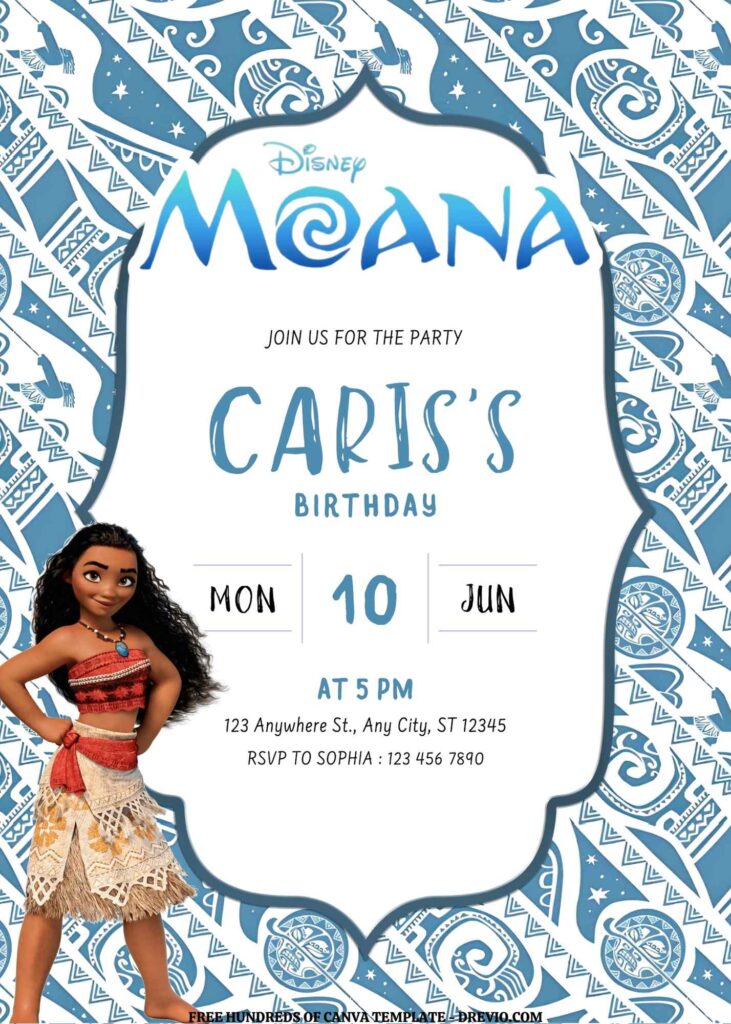 Invitation Template of FREE EDITABLE - 16 Moana Canva Templates 14