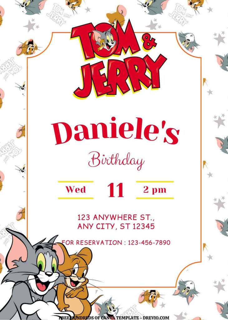 Invitation Template of FREE EDITABLE - 18+ Tom and Jerry Canva Birthday Invitation Templates 16