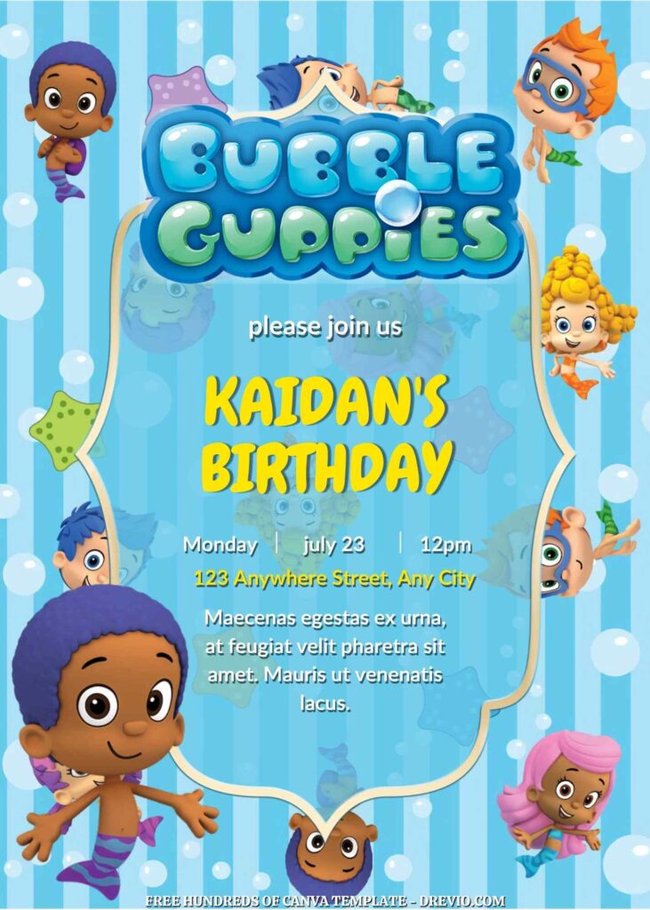 Invitation Template of FREE - 20+ Bubble Guppies Birthday Canva Invitation Templates 3