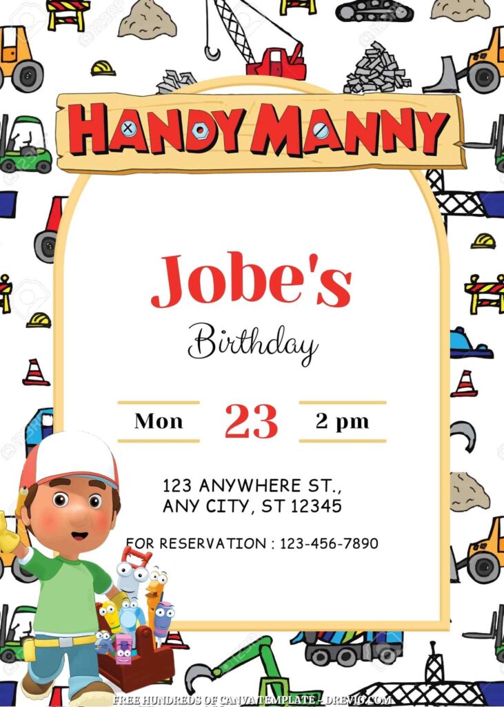 Invitation Template of FREE 20+ Handy Manny Canva Birthday Invitation Templates 18