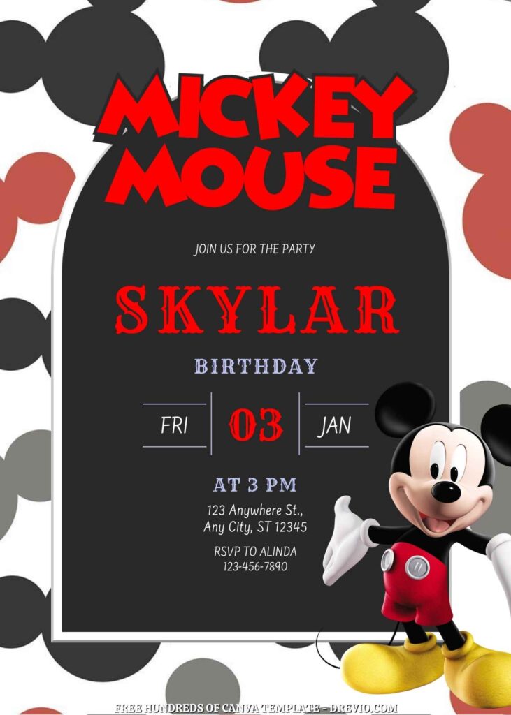 Invitation Template of FREE 20+ Mickey Mouse Canva Birthday Invitation Templates 3