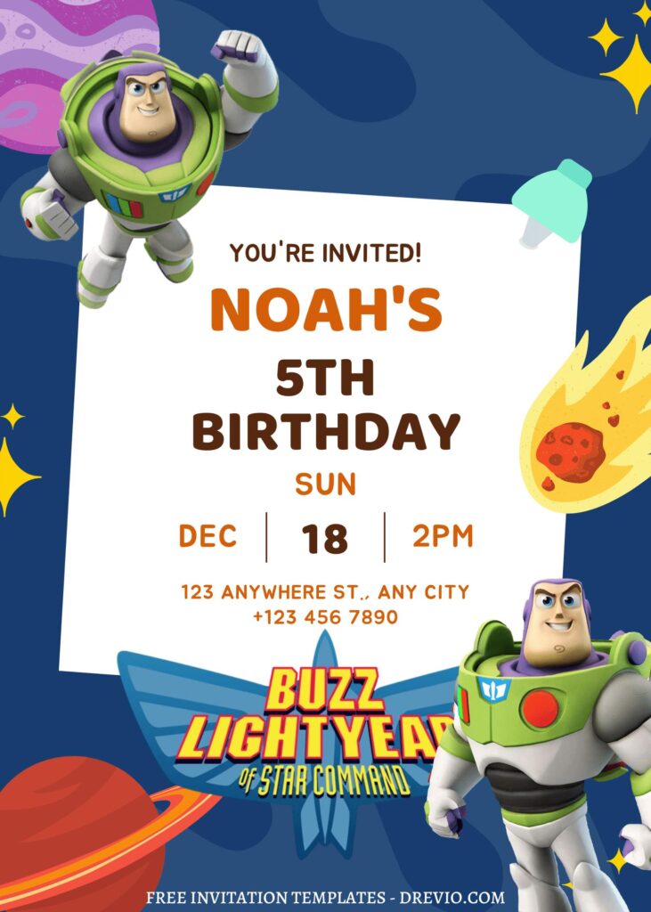 Invitation Template of FREE EDITABLE - 8+ Buzz Lightyear Canva Birthday Invitation Templates 5