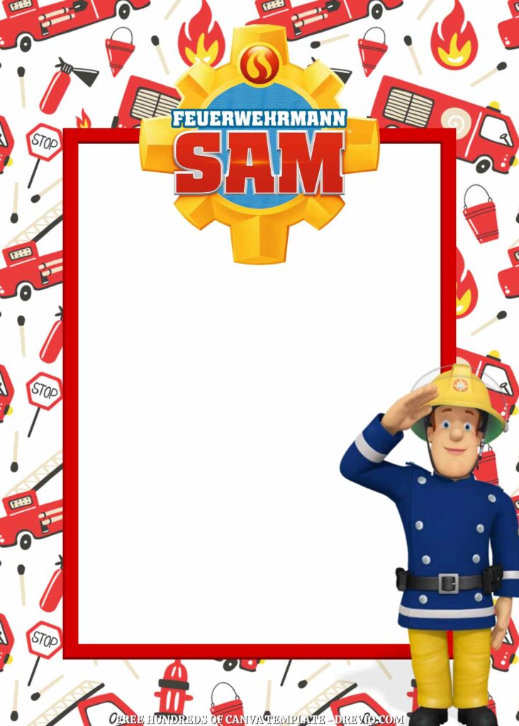 Invitation Template of FREE - 16+ Fireman Sam Canva Birthday Invitation Templates 4