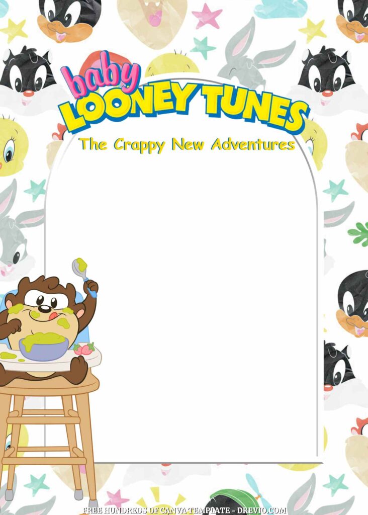 Invitation Template of 20+ Baby Looney Tunes Canva Birthday Invitation Templates 4