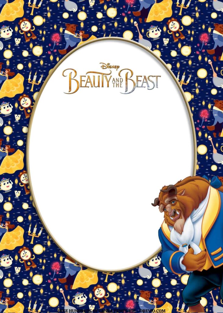 Invitation Template of FREE EDITABLE - 18 Beauty and the Beast Canva Templates 4