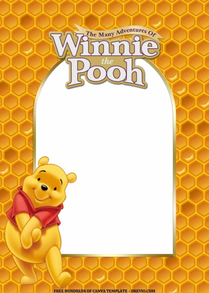 Invitation Template of FREE EDITABLE -  18 Winnie the Pooh Canva Templates 4