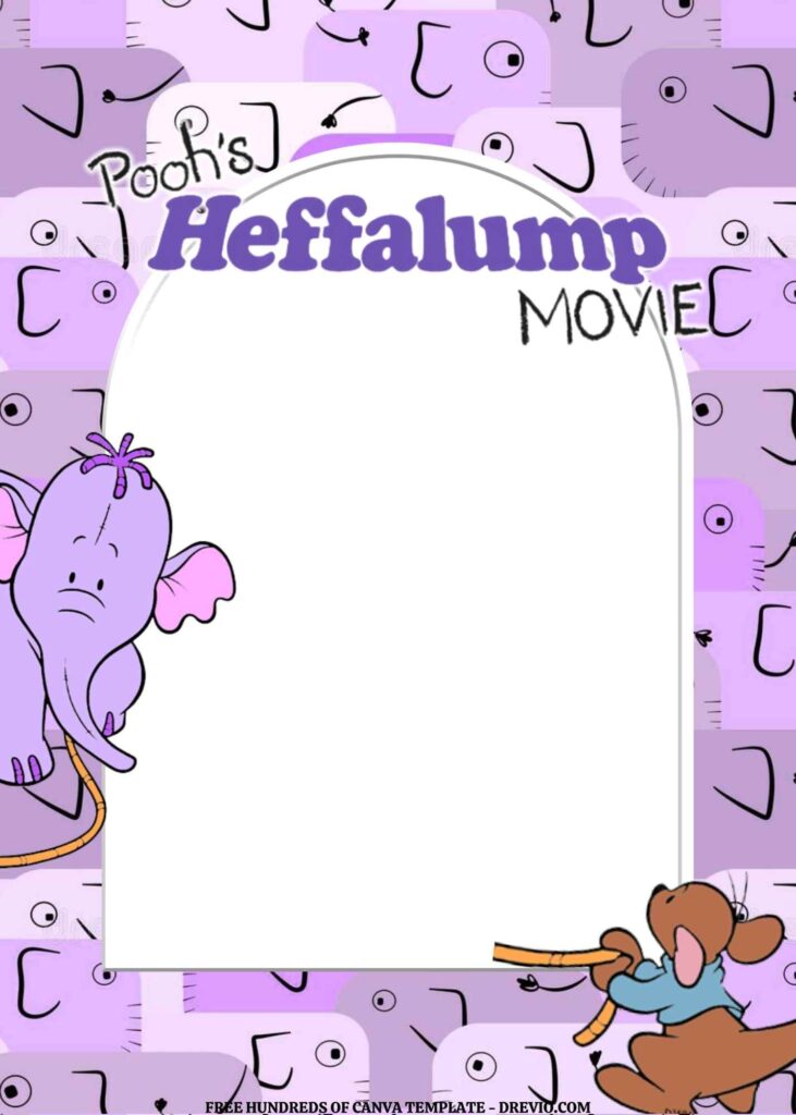 Invitation Template of FREE EDITABLE - 11 Pooh's Heffalump Canva Templates 4