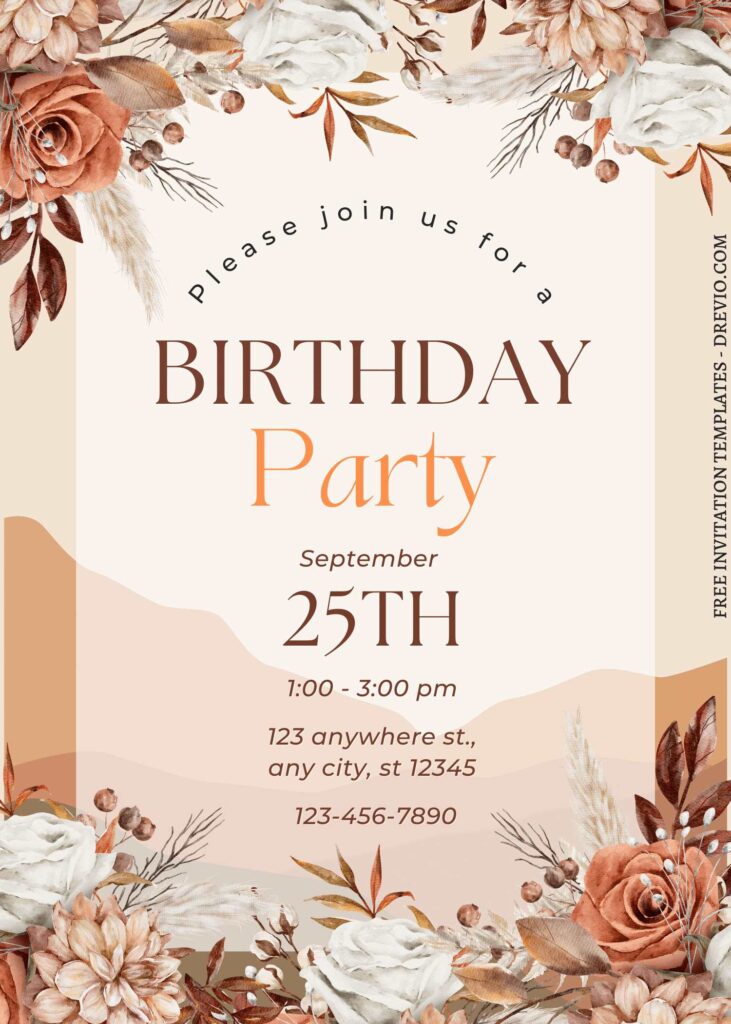 Invitation Template of FREE PRINTABLE - 8+ Bohemian Floral Editable Canva Templates 5