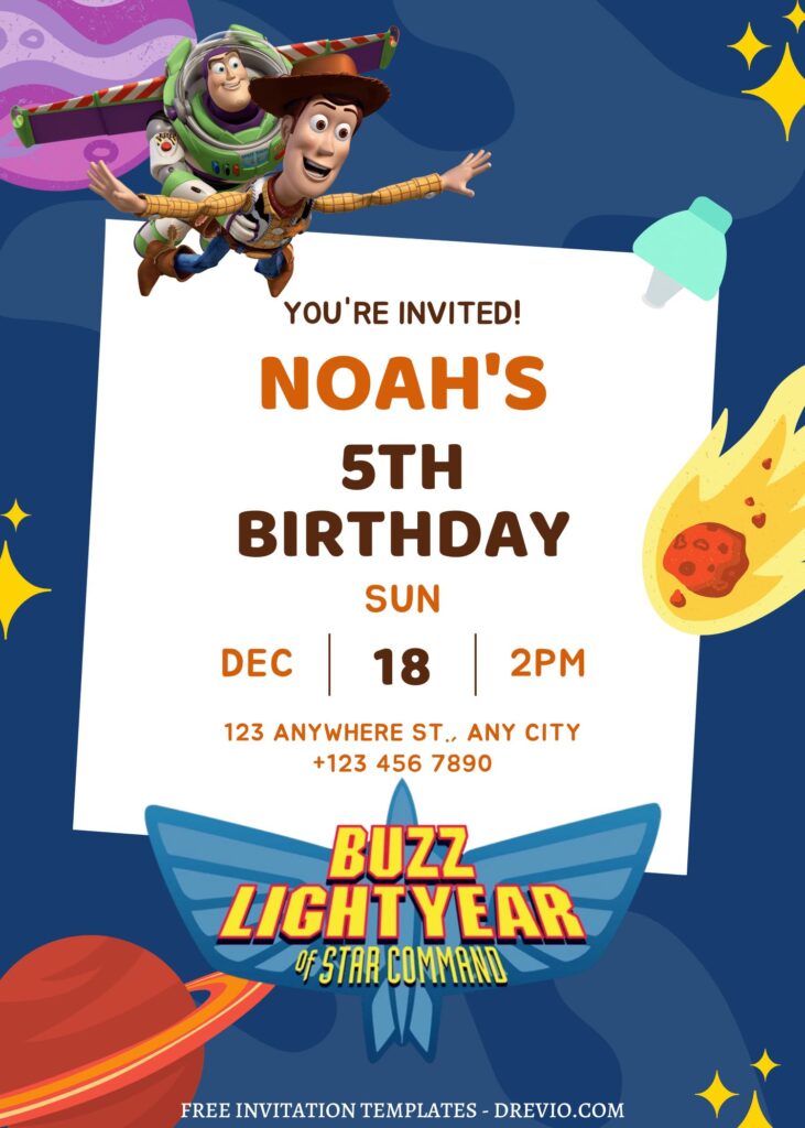 Invitation Template of FREE EDITABLE - 8+ Buzz Lightyear Canva Birthday Invitation Templates 4