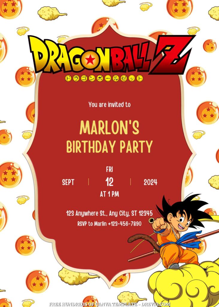 Invitation Template of FREE - 14+ Dragon Ball Canva Birthday Invitation Templates 5