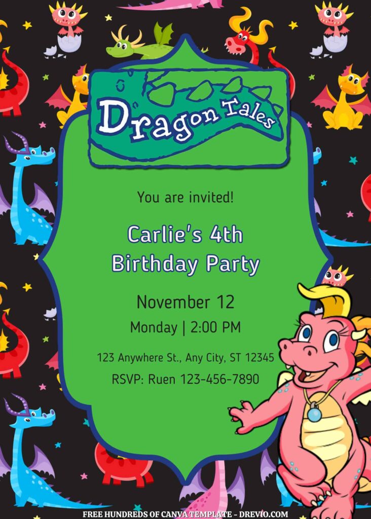 Invitation Template of FREE - 14+ Dragon Tales Canva Birthday Invitation Templates 5