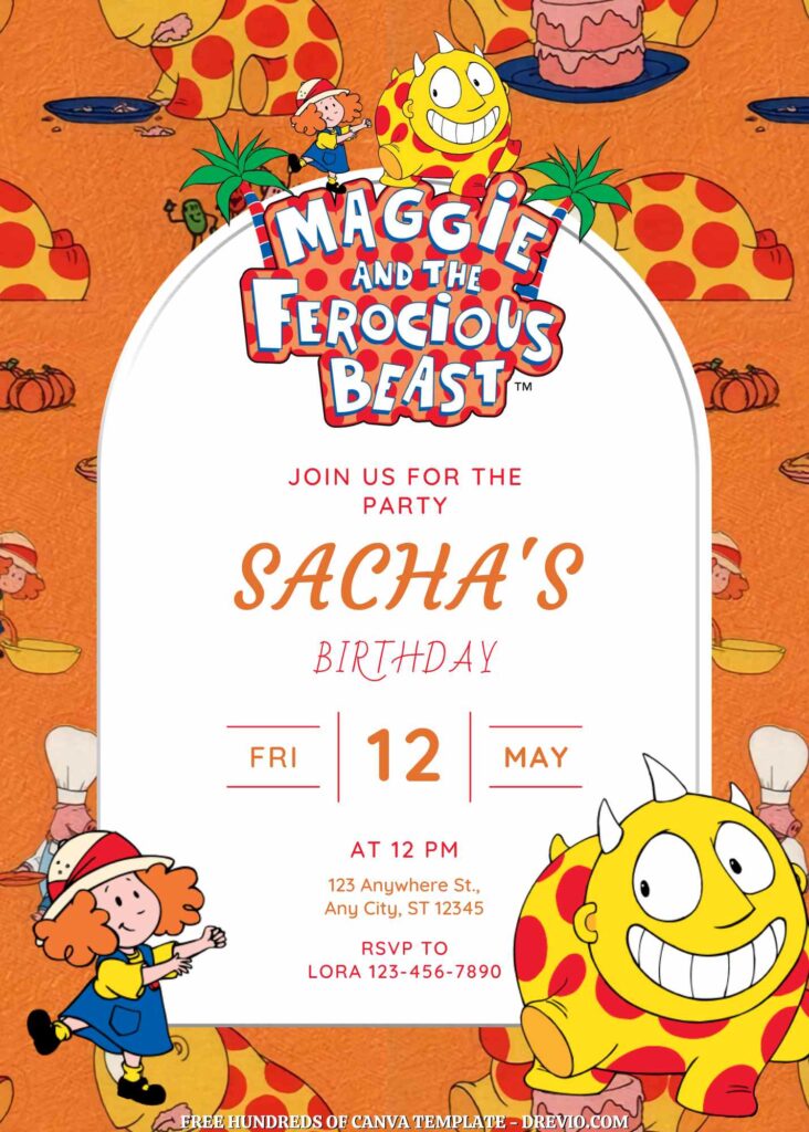 Invitation Template of FREE - 14+ Maggie and the Ferocious Beast Canva Birthday Invitation Templates 5