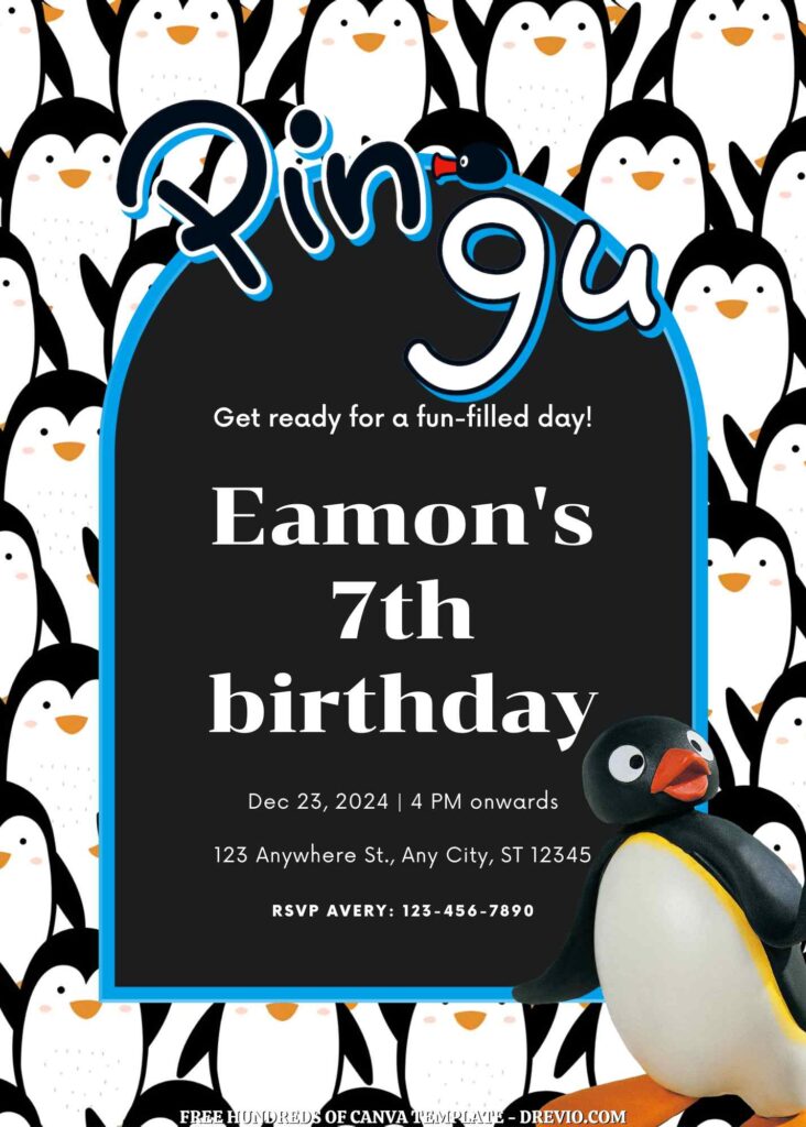 Invitation Template of FREE - 16+ Pingu Canva Birthday Invitation Templates 5