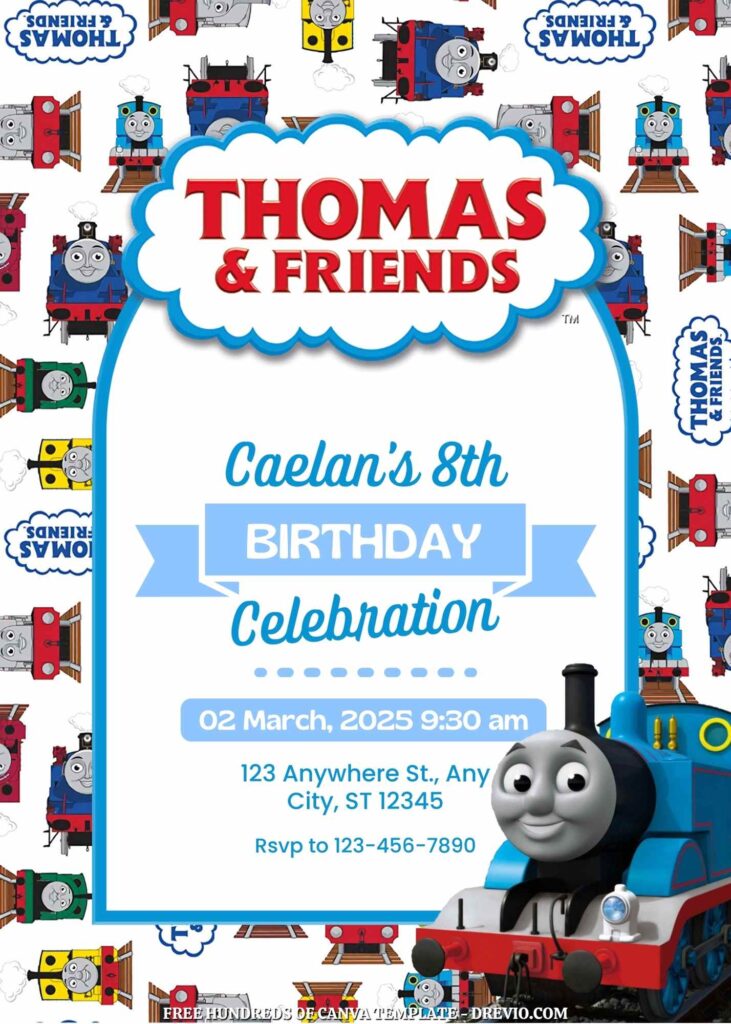 Invitation Template of FREE - 16+ Thomas & Friends Canva Birthday Invitation Templates 5