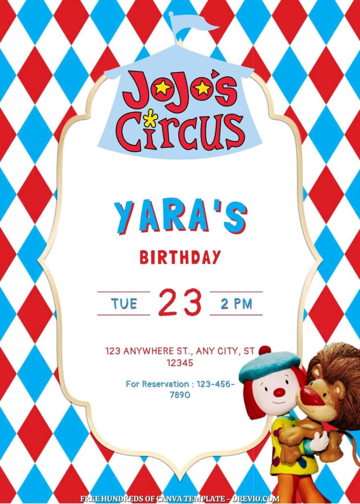 Invitation Template of FREE - 18+ JoJo's Circus Canva Birthday Invitation Templates 5