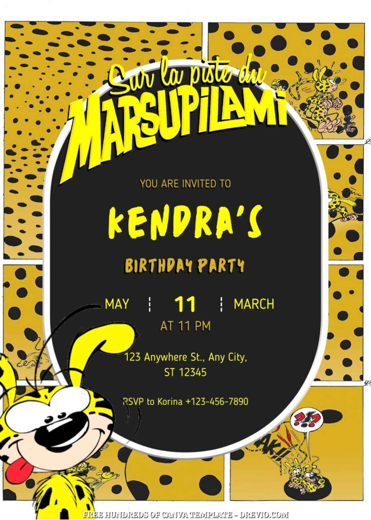 Invitation Template of 22+ Marsupilami Canva Birthday Invitation Templates 4