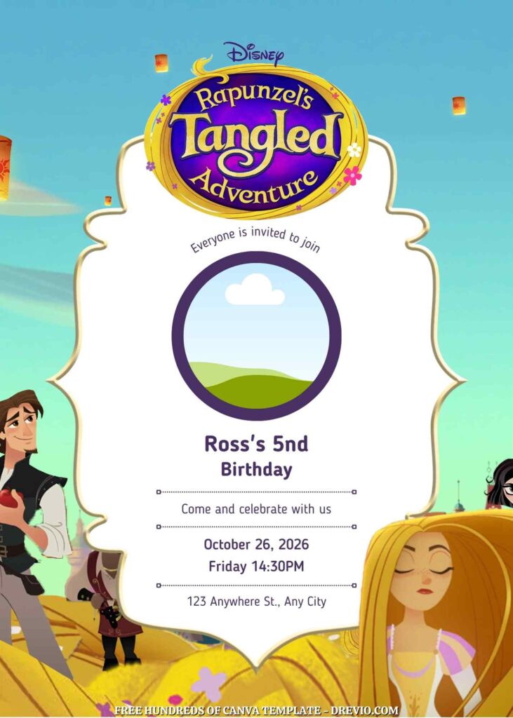 Free Rapunzel's Tangled Adventure Birthday Invitations
