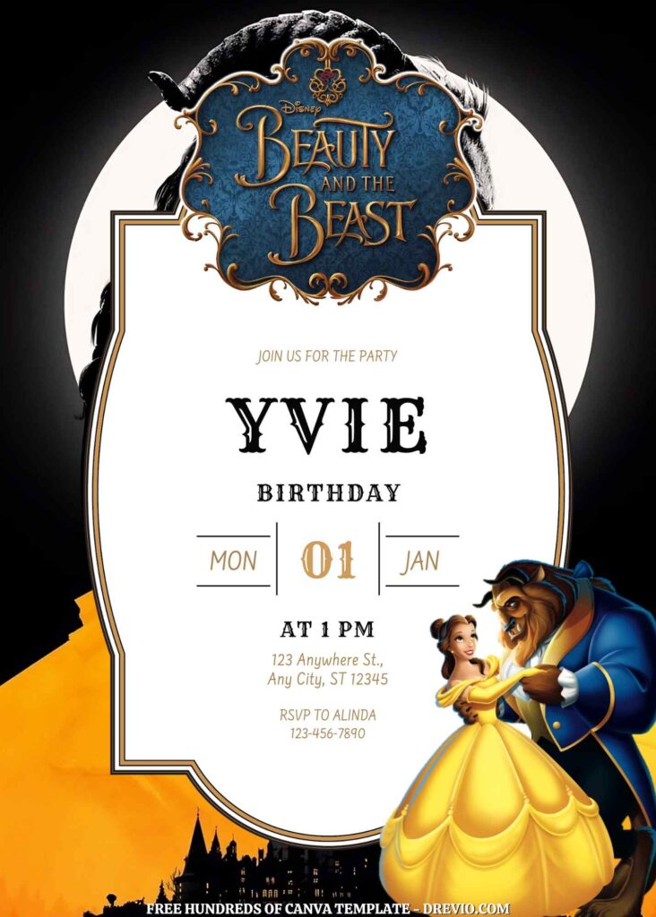 Free Beauty and the Beast Birthday Invitations
