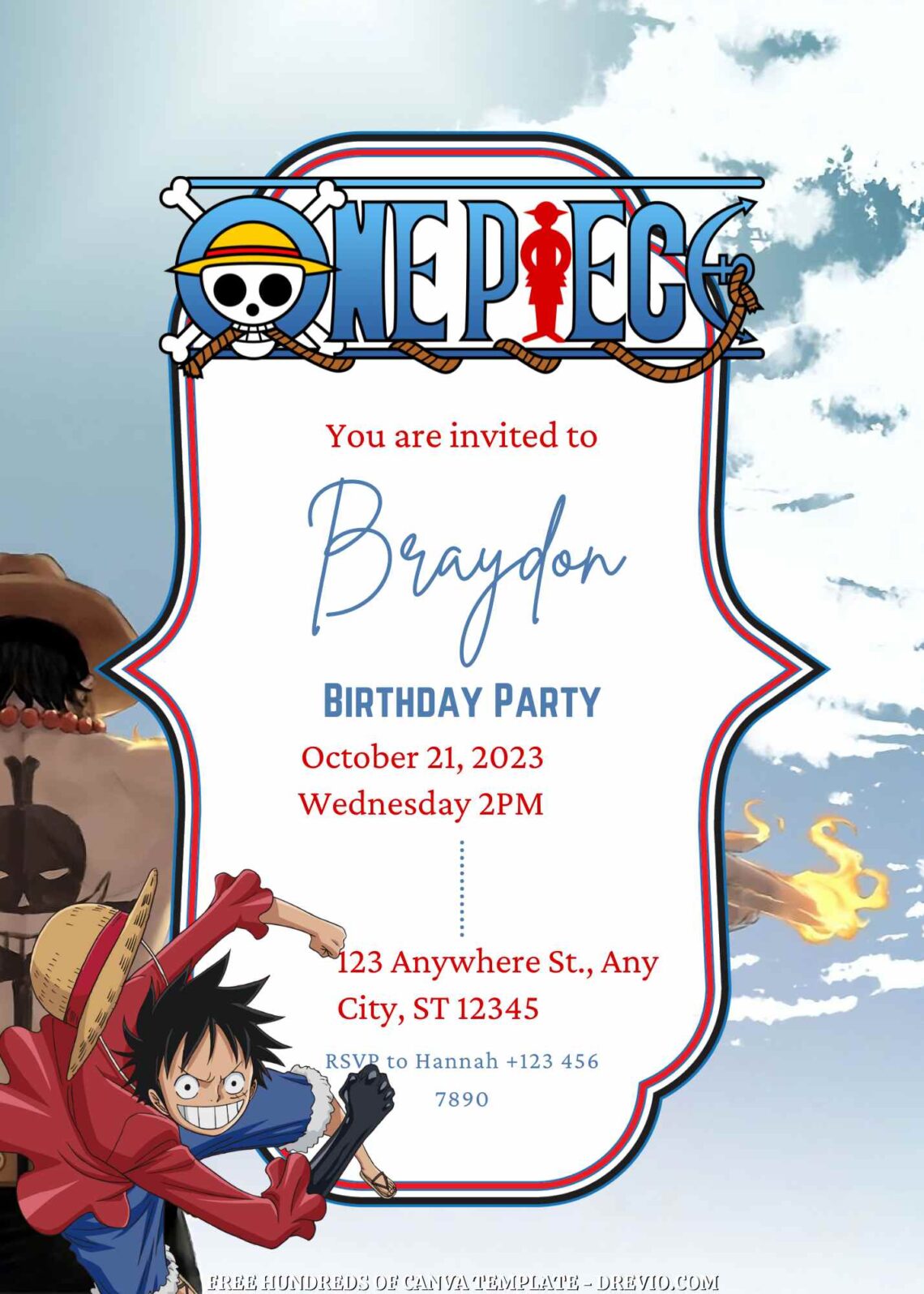 16+ One Piece Canva Birthday Invitation Templates | Download Hundreds ...