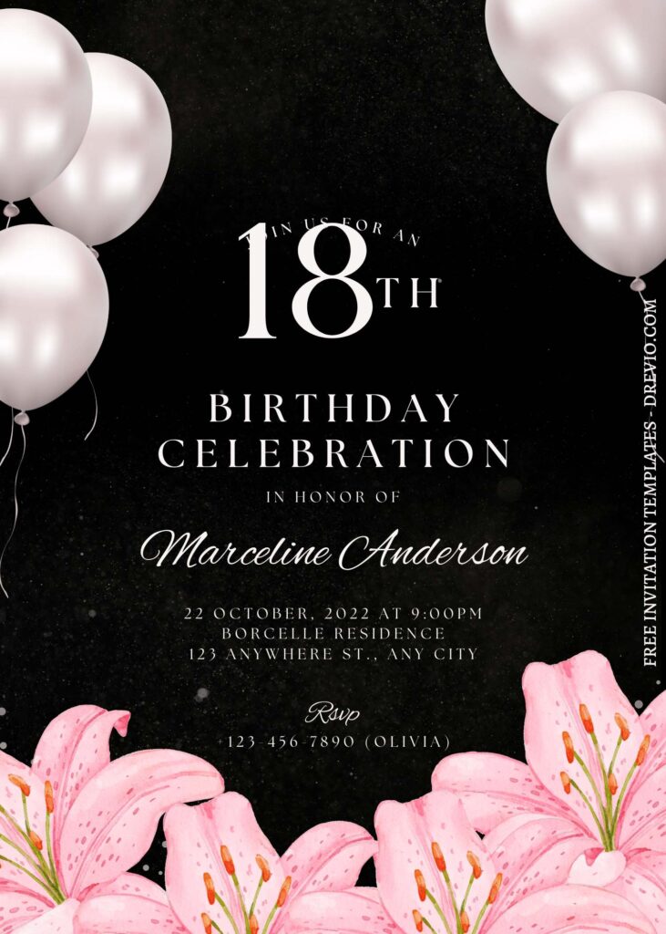 Invitation Template of FREE EDITABLE - 10+ Daydream Lily Canva Birthday Invitation Templates 6