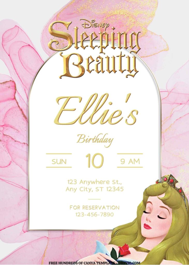 Invitation Template of FREE EDITABLE - 16 Sleeping Beauty Canva Templates 5