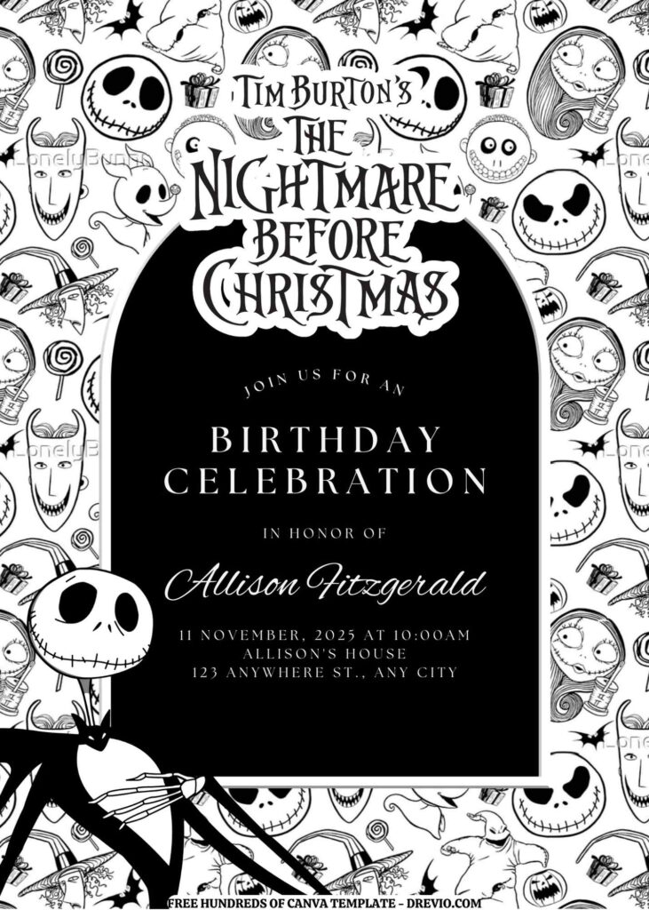 Invitation Template of FREE EDITABLE -  18 The Nightmare Before Christmas Canva Templates 5