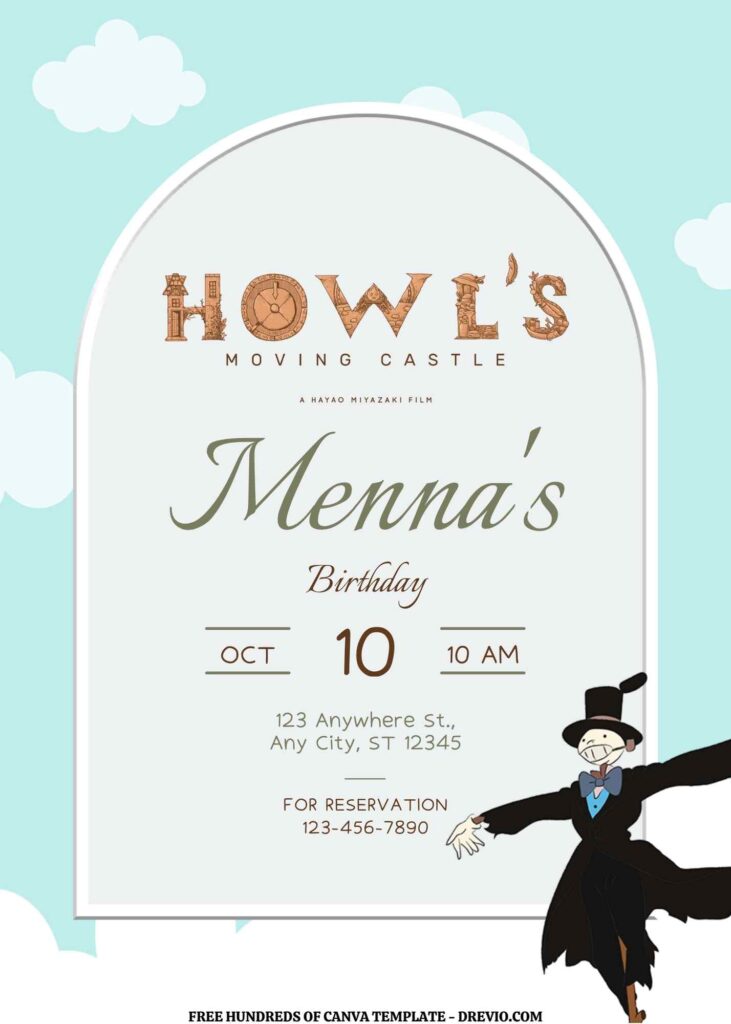 Invitation Template of FREE EDITABLE - 11 Howl's Moving Castle Canva Templates 5