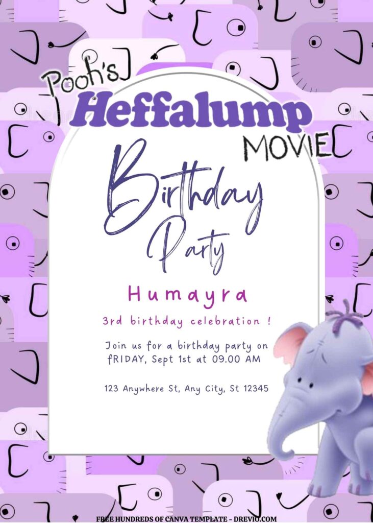 Invitation Template of FREE EDITABLE - 11 Pooh's Heffalump Canva Templates 5