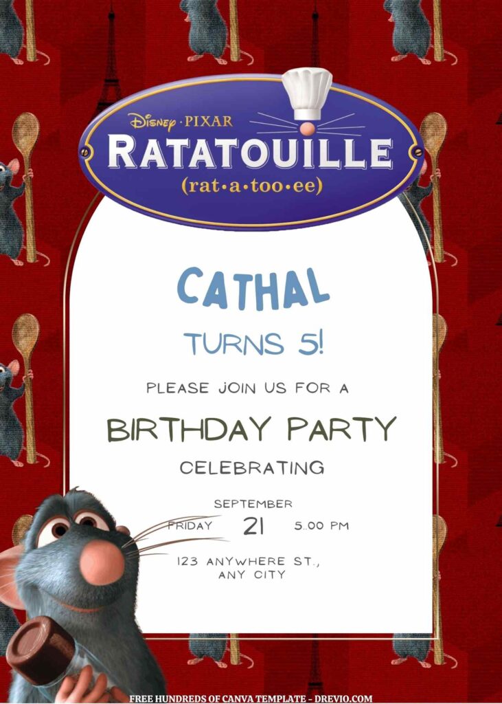 Invitation Template of FREE EDITABLE - 11 Ratatouille Canva Templates 5