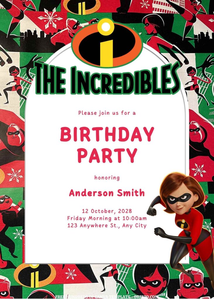 Invitation Template of FREE EDITABLE - 11 The Incredibles Canva Templates 5