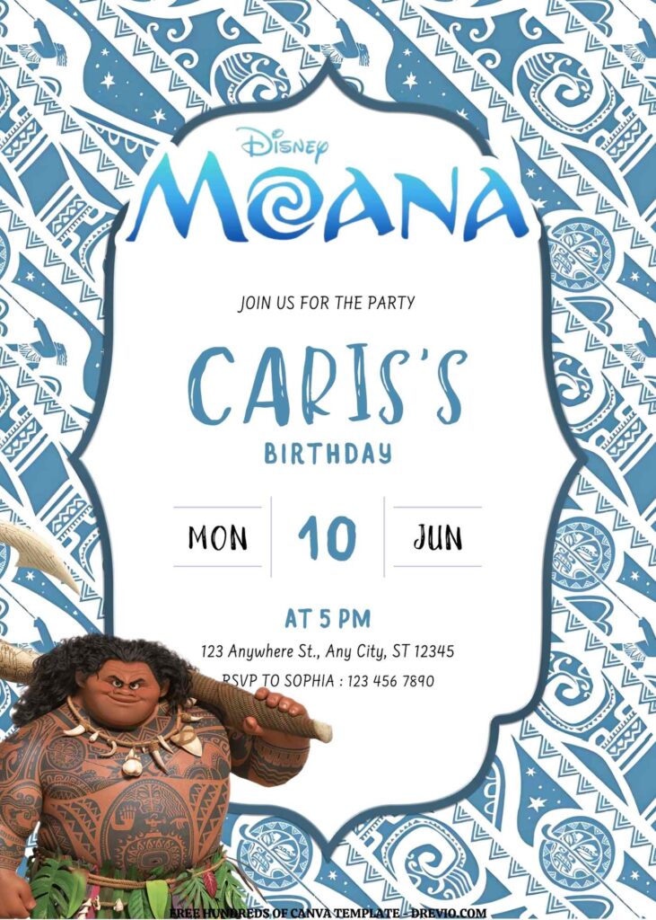 Invitation Template of FREE EDITABLE - 16 Moana Canva Templates 12