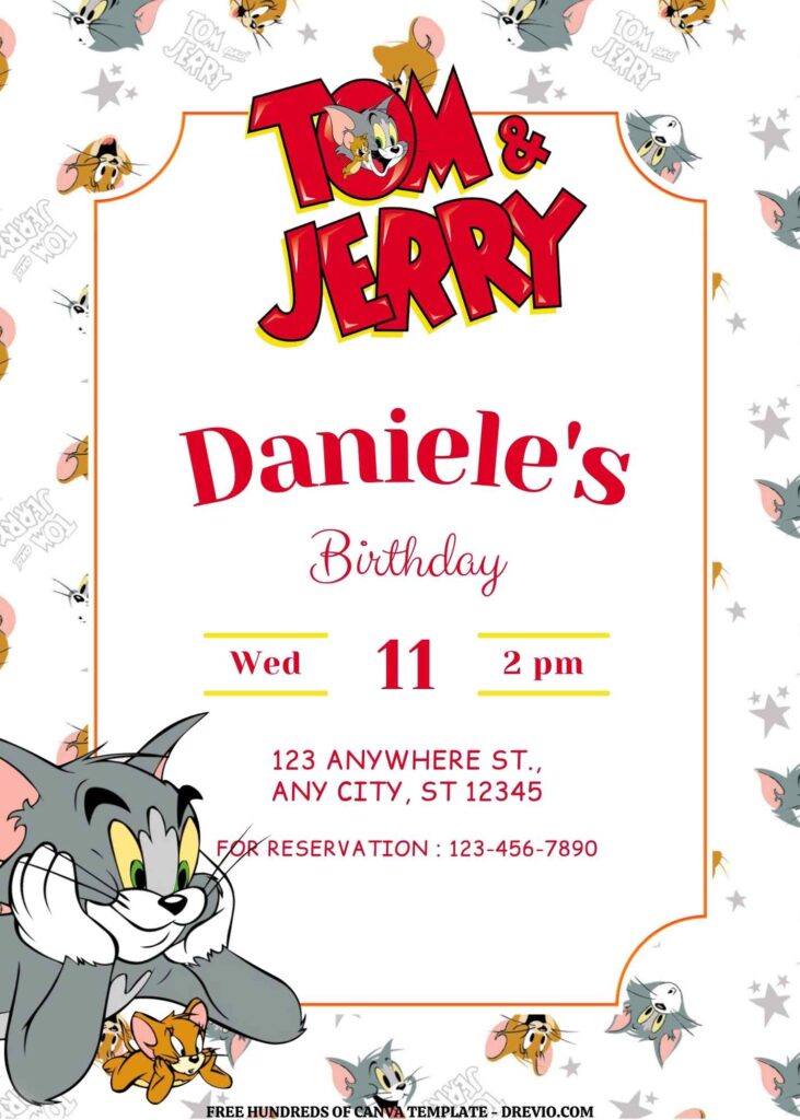 Invitation Template of FREE EDITABLE - 18+ Tom and Jerry Canva Birthday Invitation Templates 14