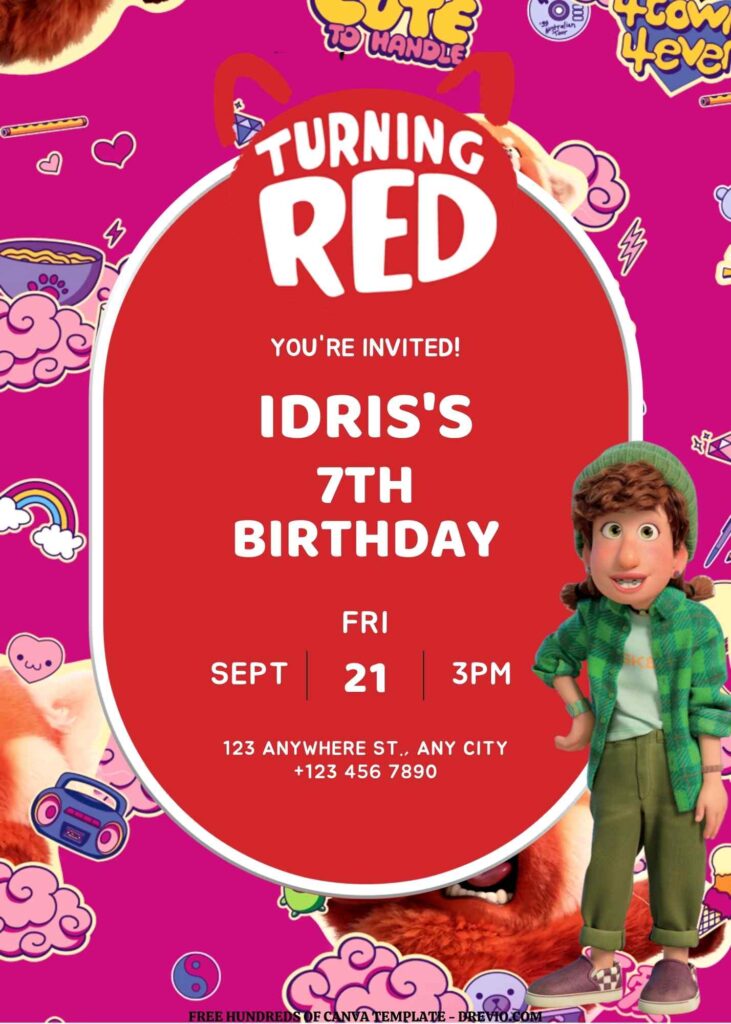 Invitation Template of FREE EDITABLE - 18+ Turning Red Canva Birthday Invitation Templates 14