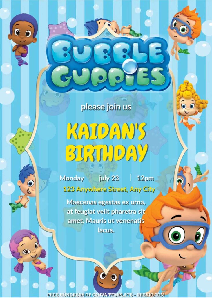 Invitation Template of FREE - 20+ Bubble Guppies Birthday Canva Invitation Templates 5