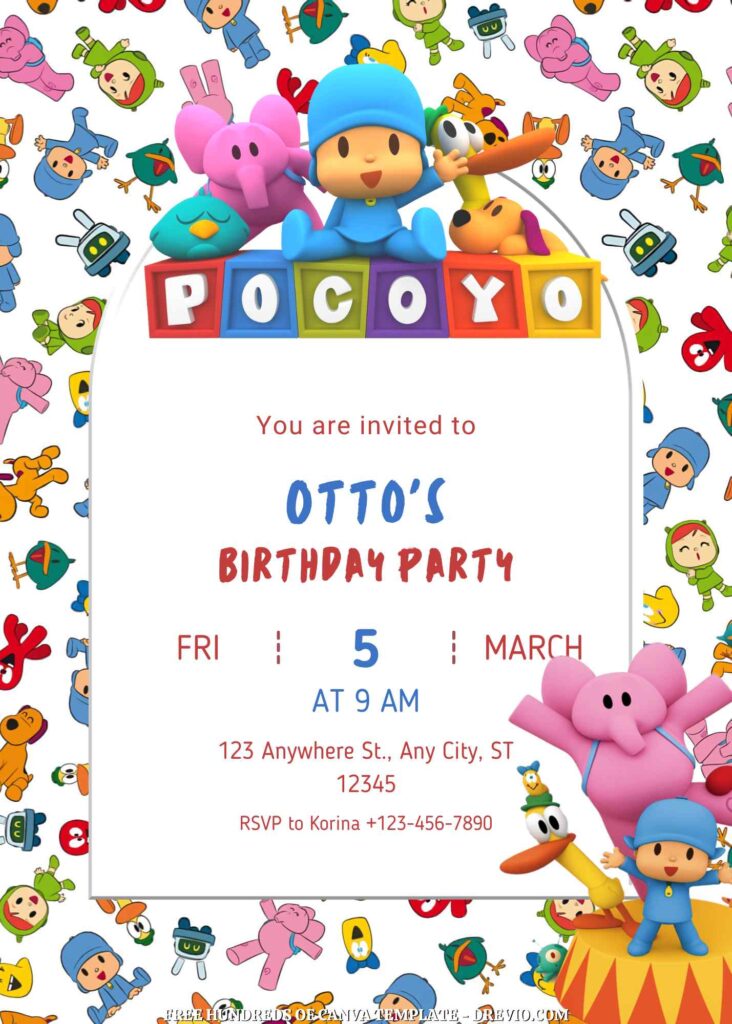 Invitation Template of FREE - 20+ Pocoyo Canva Birthday Invitation Templates 5