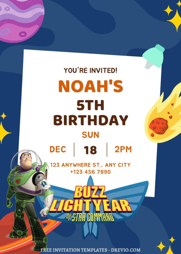 Invitation Template of FREE EDITABLE - 8+ Buzz Lightyear Canva Birthday Invitation Templates 3