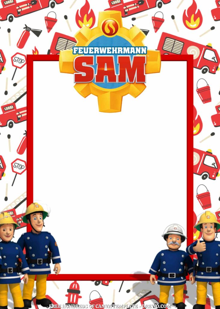 Invitation Template of FREE - 16+ Fireman Sam Canva Birthday Invitation Templates 6