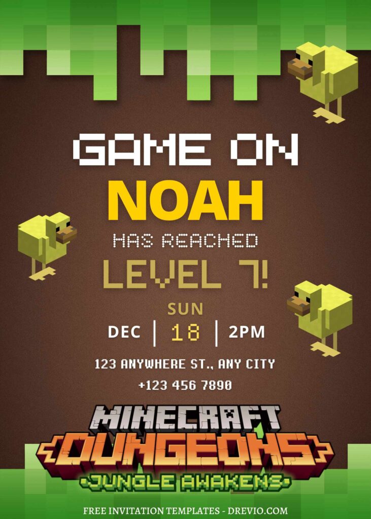 FREE EDITABLE - 11+ Awesome Minecraft Canva Birthday Invitation Templates with editable text