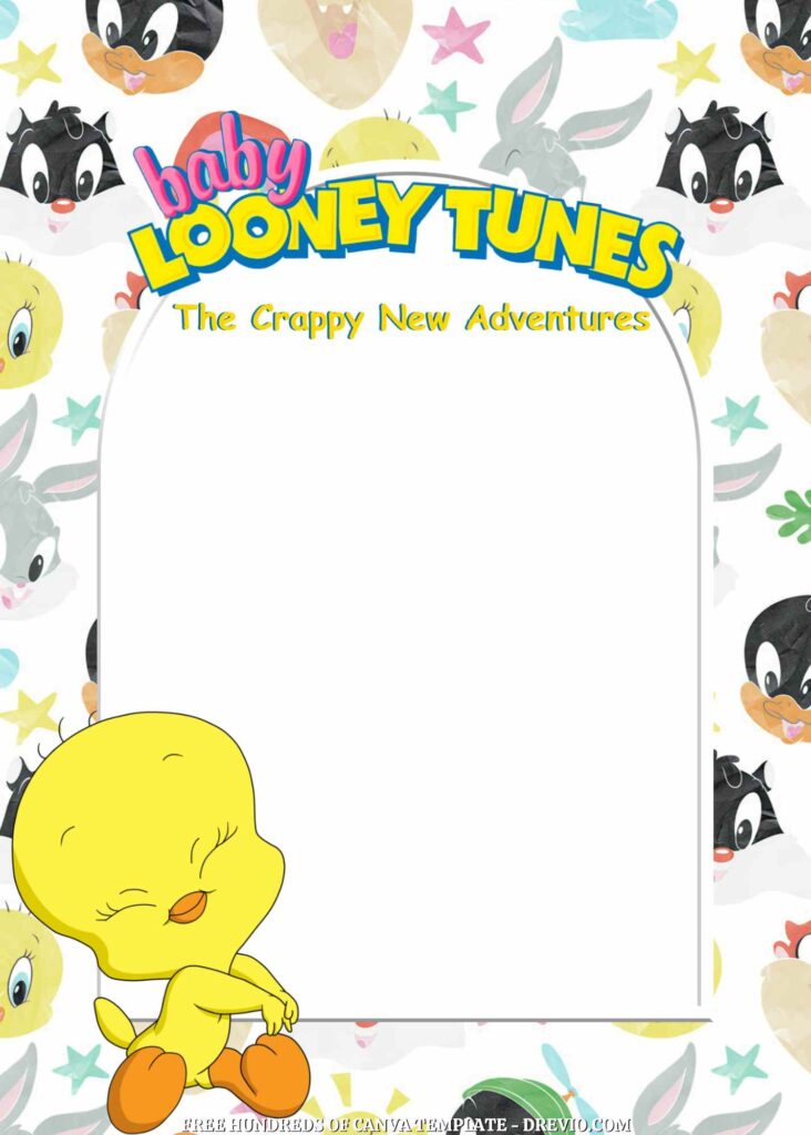 Invitation Template of 20+ Baby Looney Tunes Canva Birthday Invitation Templates 6