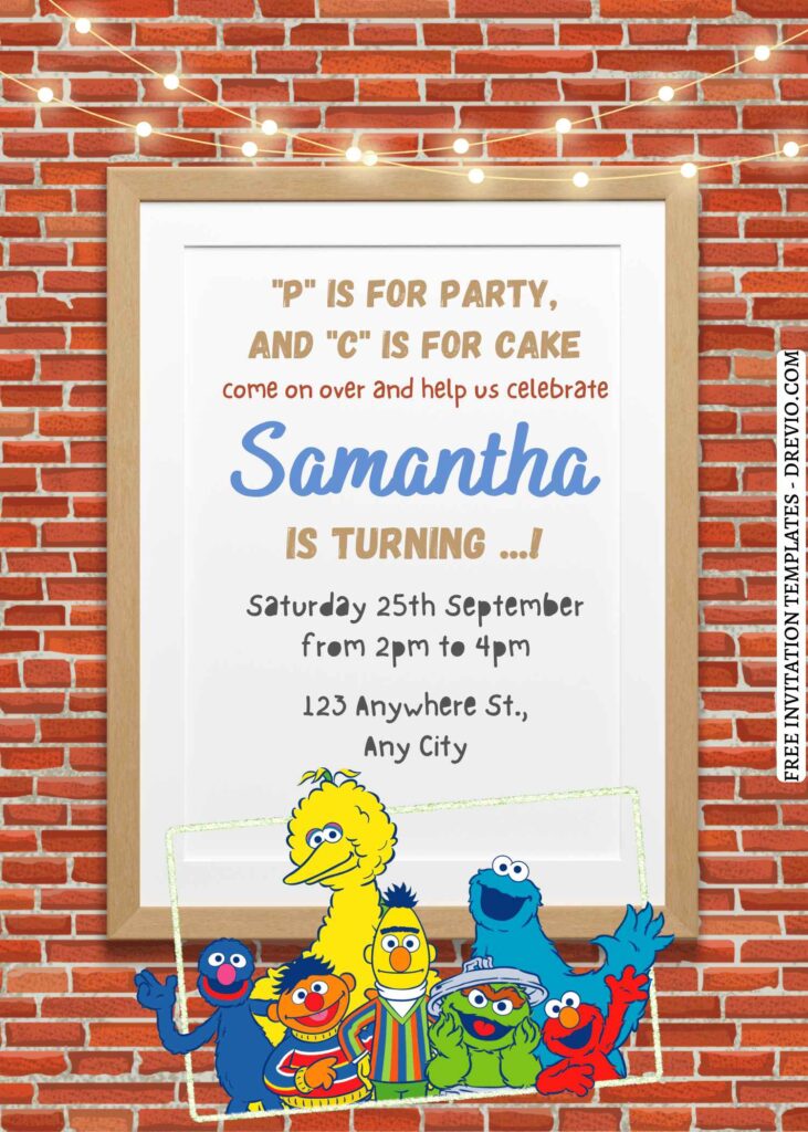 9+ Lovely Cute Sesame Street Canva Birthday Invitation Templates  with colorful text