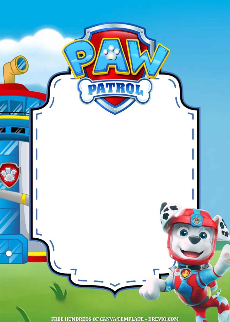 Invitation Template of 14+ PAW Patrol Canva Birthday Invitation Templates 3