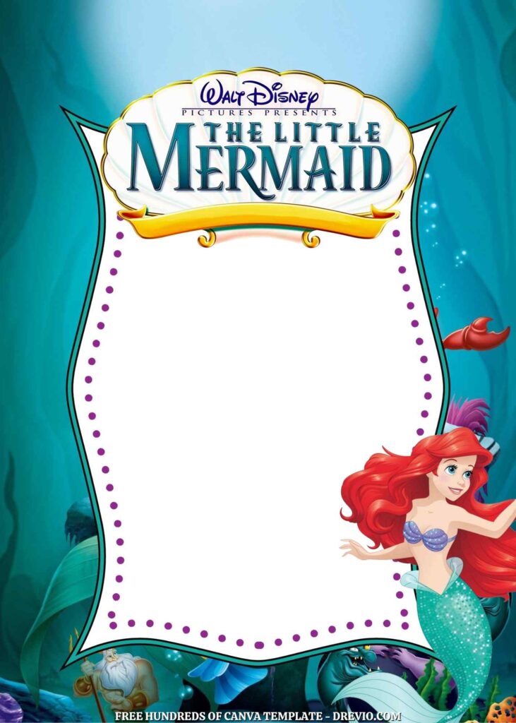 Invitation Template of 16+ The Little Mermaid Canva Birthday Invitation Templates 3