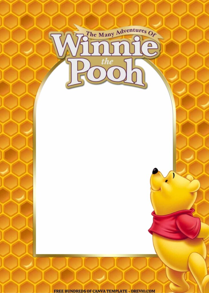 Invitation Template of FREE EDITABLE -  18 Winnie the Pooh Canva Templates 6