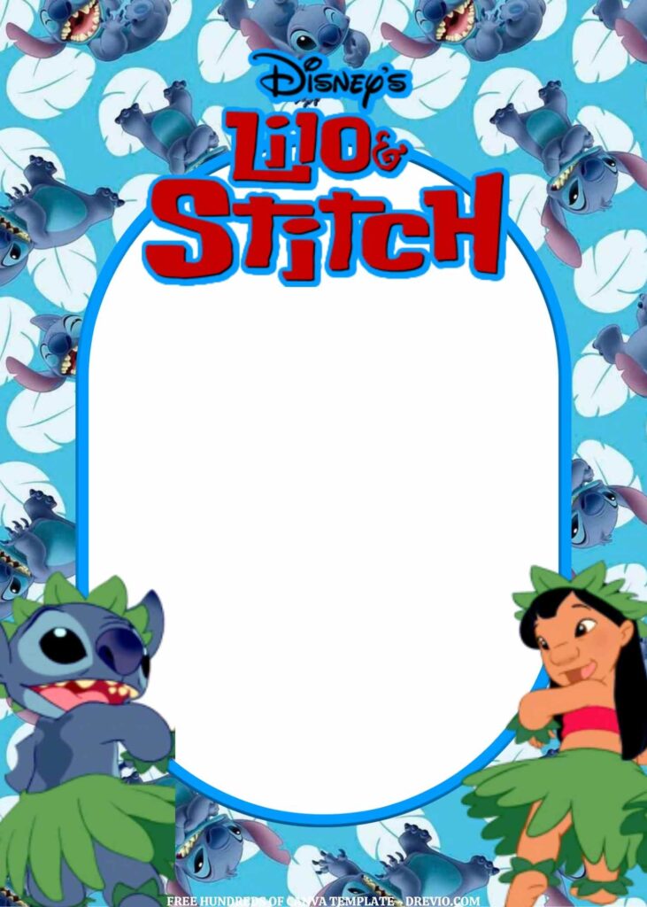 Invitation Template of FREE EDITABLE -  20 Lilo & Stitch Canva Templates 6