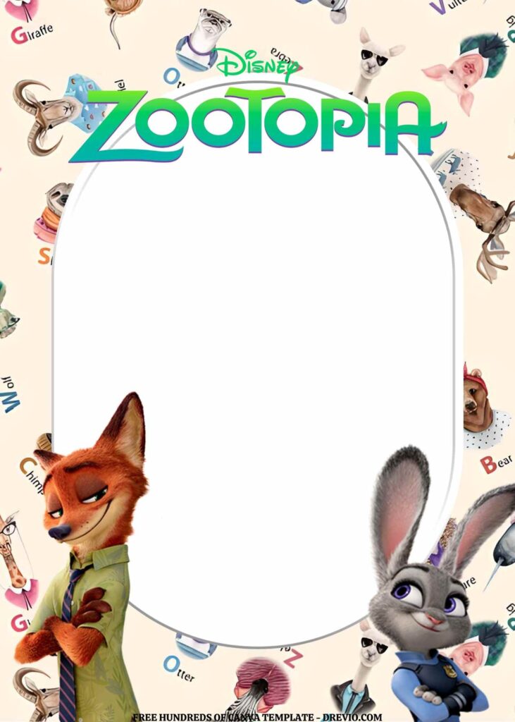 Invitation Template of FREE EDITABLE - 16 Zootopia Canva Birthday Invitation Templates 11