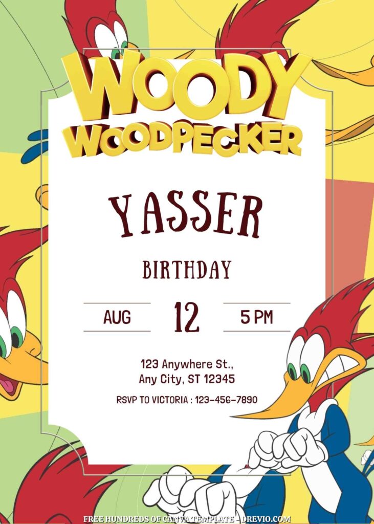 Invitation Template of FREE 20+ The Woody Woodpecker Birthday Canva Invitation Templates 7