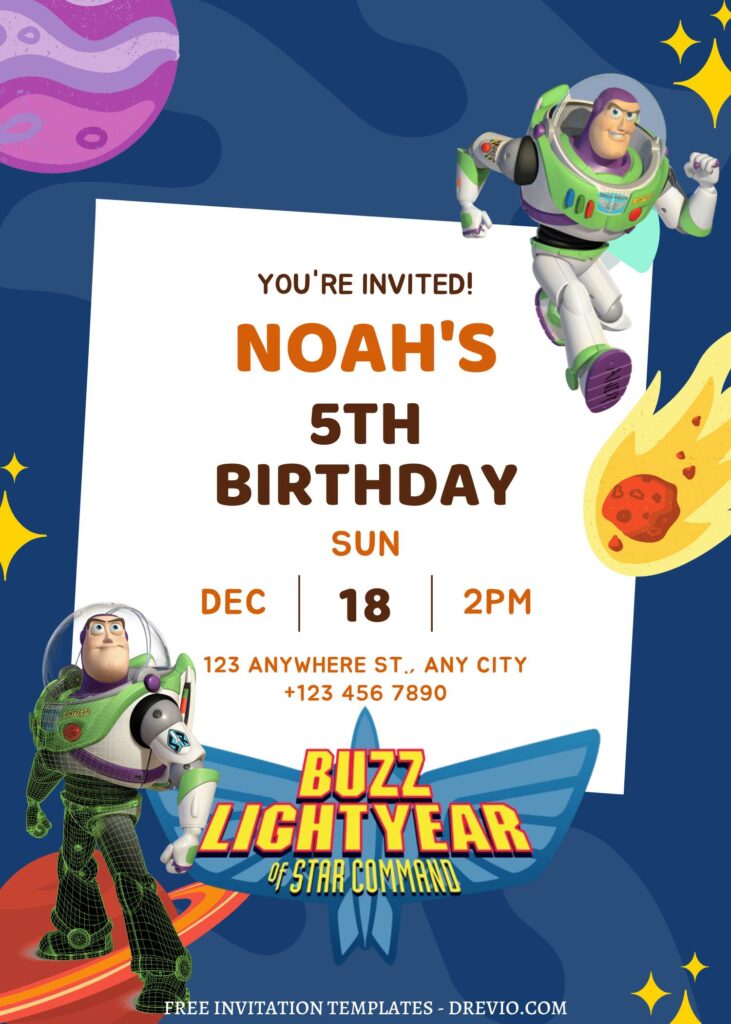 Invitation Template of FREE EDITABLE - 8+ Buzz Lightyear Canva Birthday Invitation Templates 2