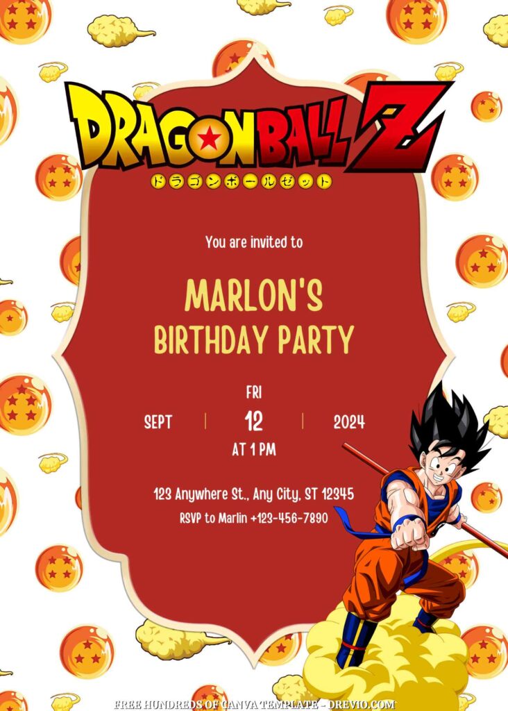 Invitation Template of FREE - 14+ Dragon Ball Canva Birthday Invitation Templates 7