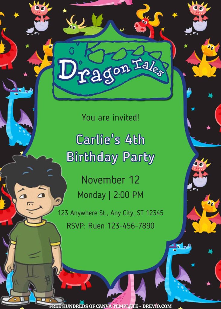 Invitation Template of FREE - 14+ Dragon Tales Canva Birthday Invitation Templates 7